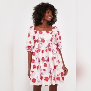 Tuckernuck Hyacinth House Pink Floral Square Neck Veronica Dress, size medium